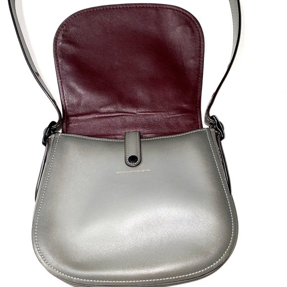 Genuine Coach Crossbody Saddle Bag No SD-20115 Gray Glove Tanned leather - Picture 7 of 12